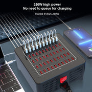 YFY-A77 250W 50 Ports USB Smart Charging Station(AU Plug)