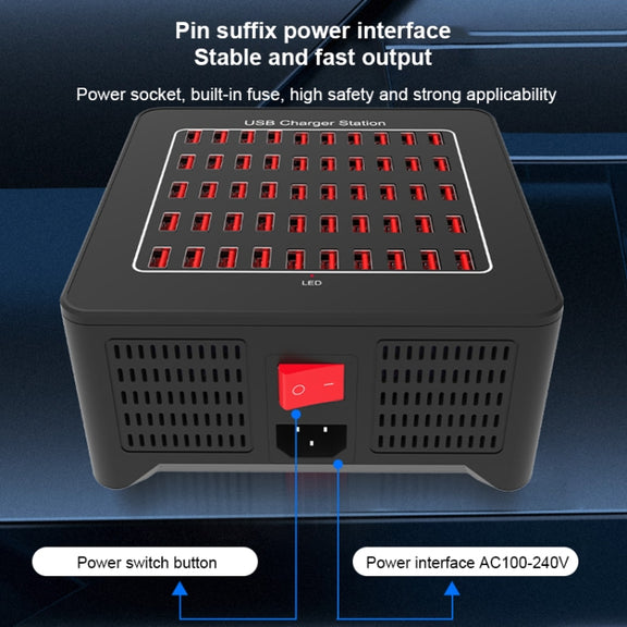 YFY-A77 250W 50 Ports USB Smart Charging Station(EU Plug)