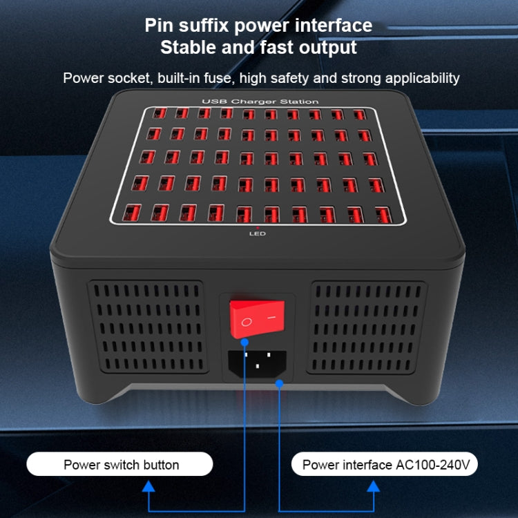 YFY-A77 250W 50 Ports USB Smart Charging Station(EU Plug)