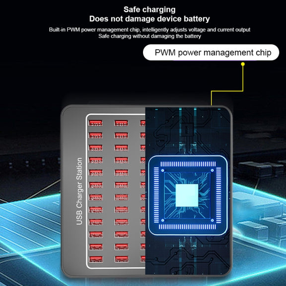 YFY-A78 300W 60 Ports USB Smart Charging Station(UK Plug)