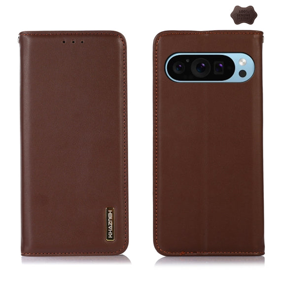 For Google Pixel 10 / 9 KHAZNEH Nappa Top Layer Cowhide Leather Phone Case(Brown)