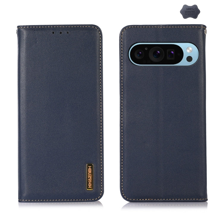 For Google Pixel 9 KHAZNEH Nappa Top Layer Cowhide Leather Phone Case(Blue)