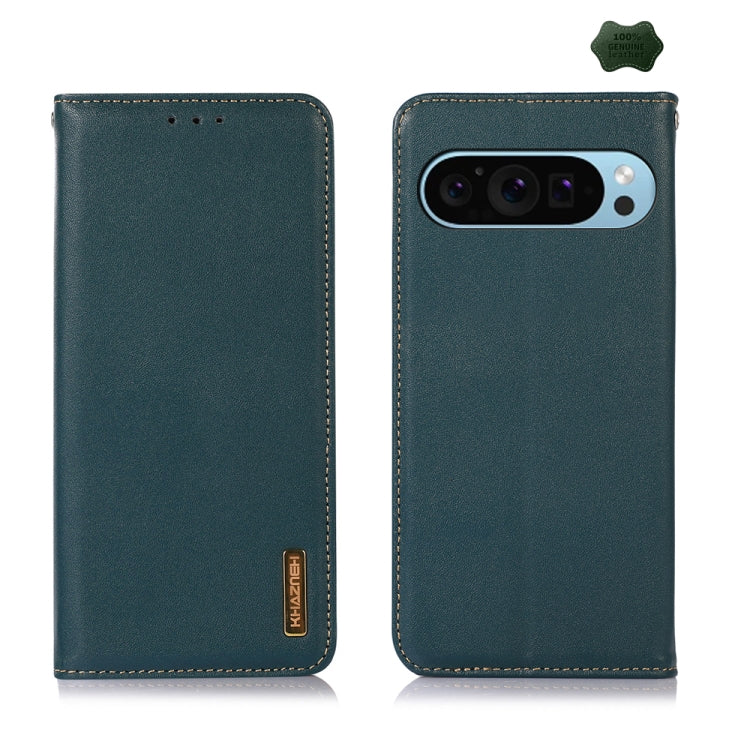For Google Pixel 10 / 9 KHAZNEH Nappa Top Layer Cowhide Leather Phone Case(Green)