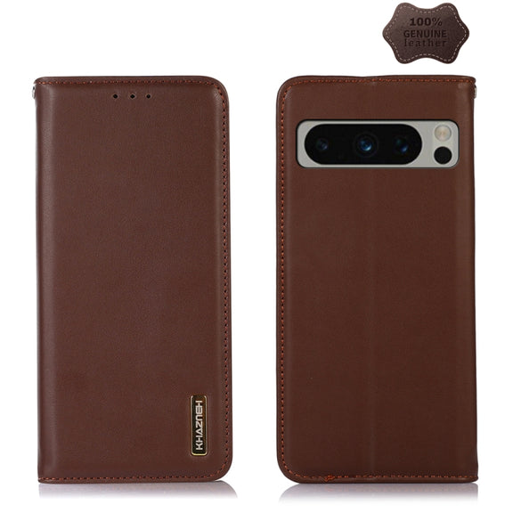 For Google Pixel 10 Pro / 9 Pro KHAZNEH Nappa Top Layer Cowhide Leather Phone Case(Brown)
