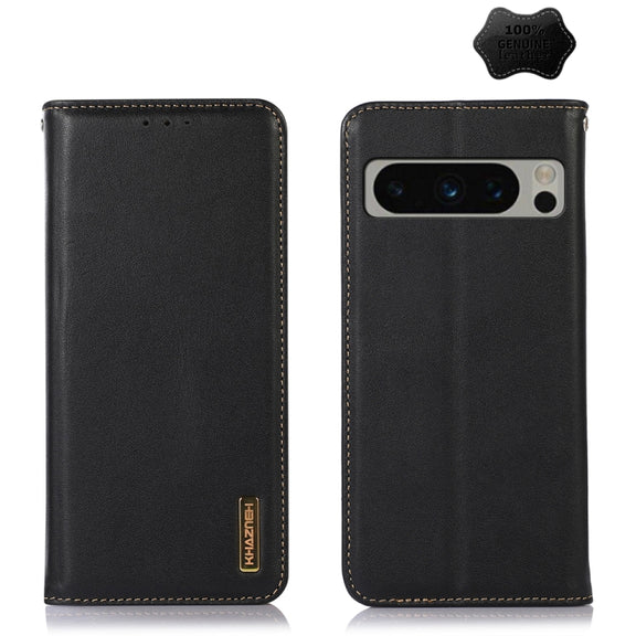 For Google Pixel 10 Pro / 9 Pro KHAZNEH Nappa Top Layer Cowhide Leather Phone Case(Black)