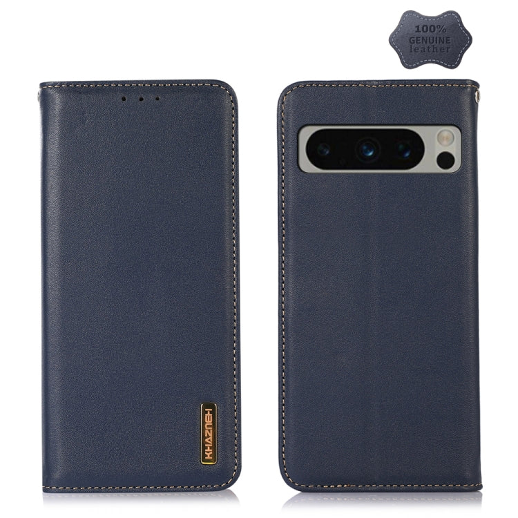 For Google Pixel 10 Pro / 9 Pro KHAZNEH Nappa Top Layer Cowhide Leather Phone Case(Blue)
