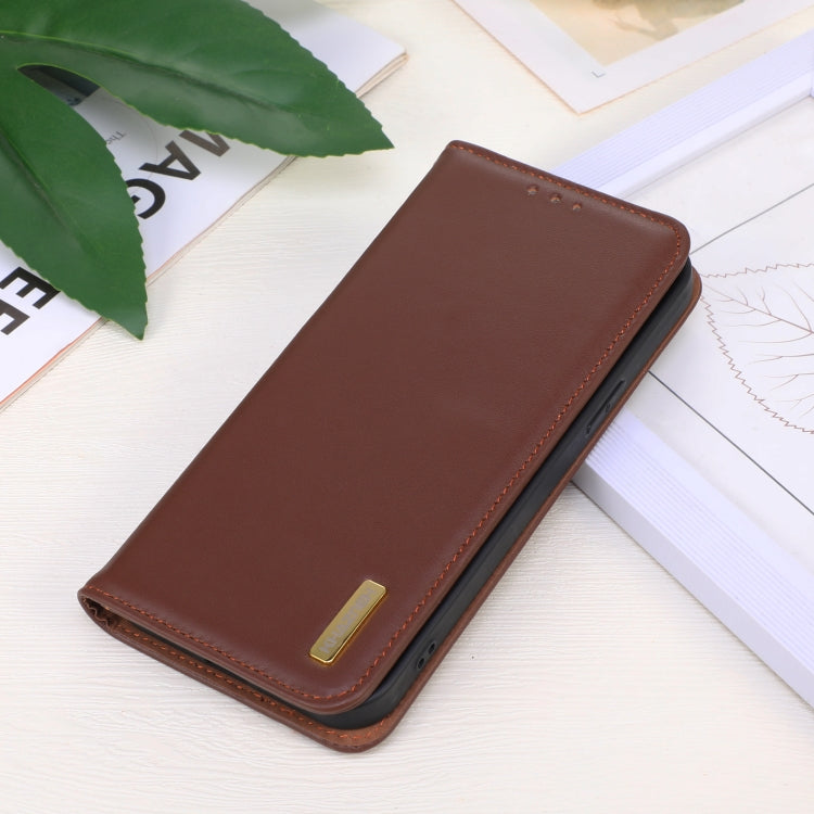For Google Pixel 9a KHAZNEH Nappa Top Layer Cowhide Leather Phone Case(Brown)