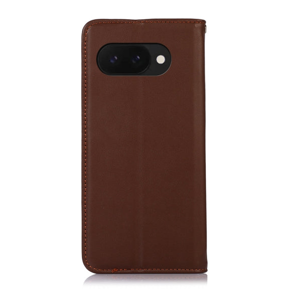 For Google Pixel 9a KHAZNEH Nappa Top Layer Cowhide Leather Phone Case(Brown)