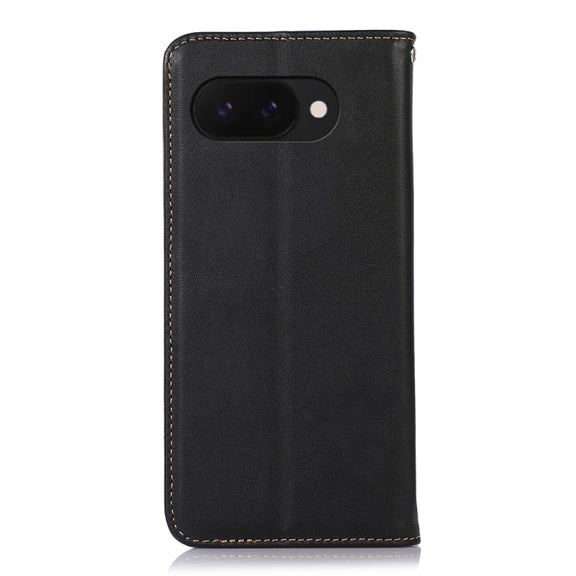 For Google Pixel 9a KHAZNEH Nappa Top Layer Cowhide Leather Phone Case(Black)
