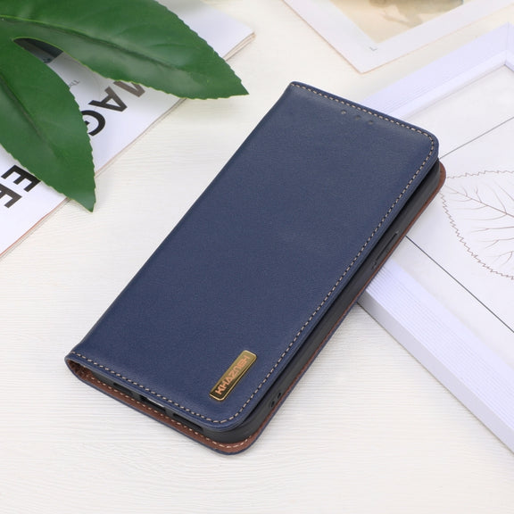For Google Pixel 9a KHAZNEH Nappa Top Layer Cowhide Leather Phone Case(Blue)