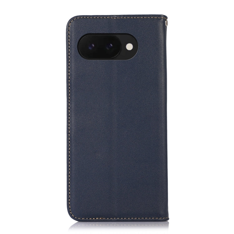 For Google Pixel 9a KHAZNEH Nappa Top Layer Cowhide Leather Phone Case(Blue)