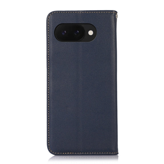 For Google Pixel 9a KHAZNEH Nappa Top Layer Cowhide Leather Phone Case(Blue)