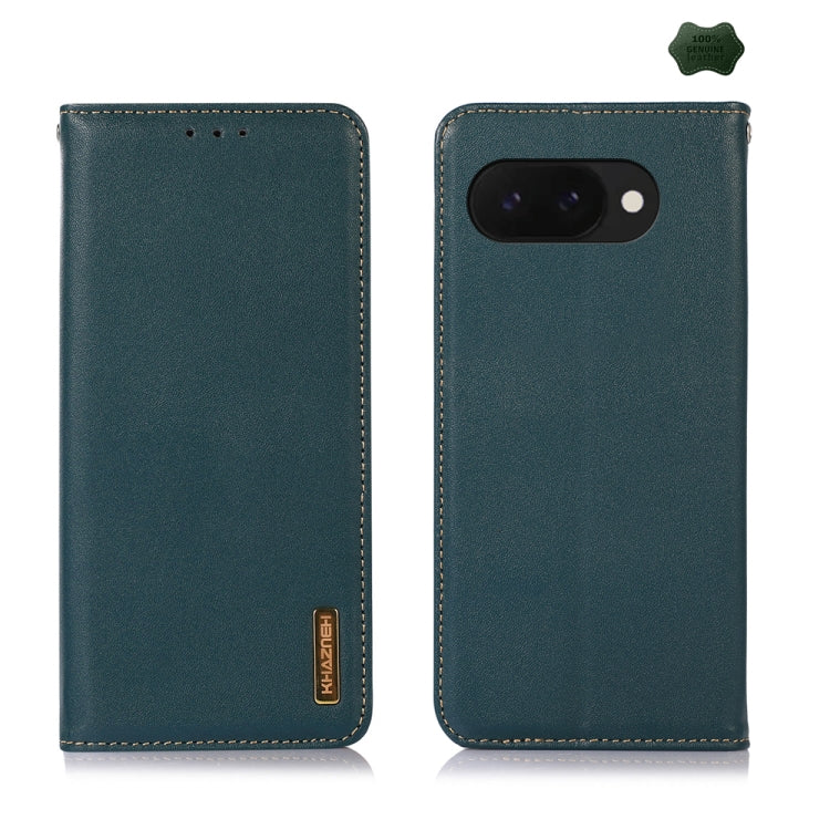 For Google Pixel 9a KHAZNEH Nappa Top Layer Cowhide Leather Phone Case(Green)