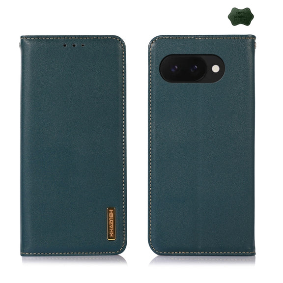 For Google Pixel 9a KHAZNEH Nappa Top Layer Cowhide Leather Phone Case(Green)