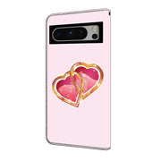 For Google Pixel 9 Crystal Painted Leather Phone case(Love Peach)