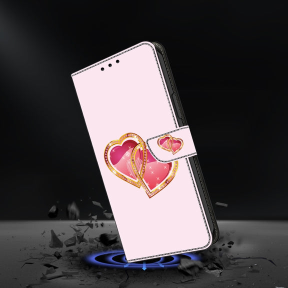 For Google Pixel 9 Crystal Painted Leather Phone case(Love Peach)