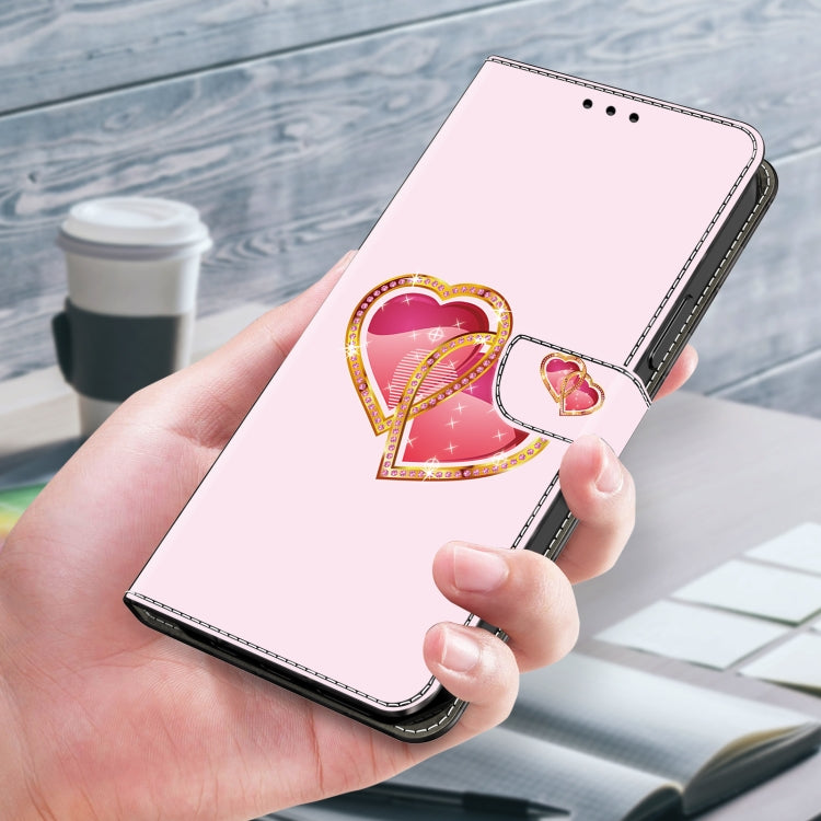 For Google Pixel 9 Crystal Painted Leather Phone case(Love Peach)