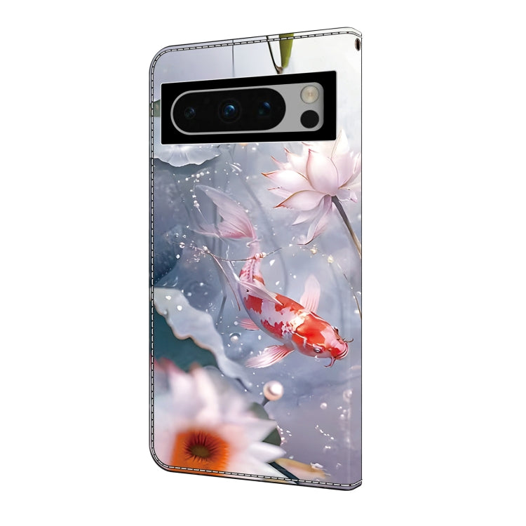 For Google Pixel 9 Crystal Painted Leather Phone case(Koi)