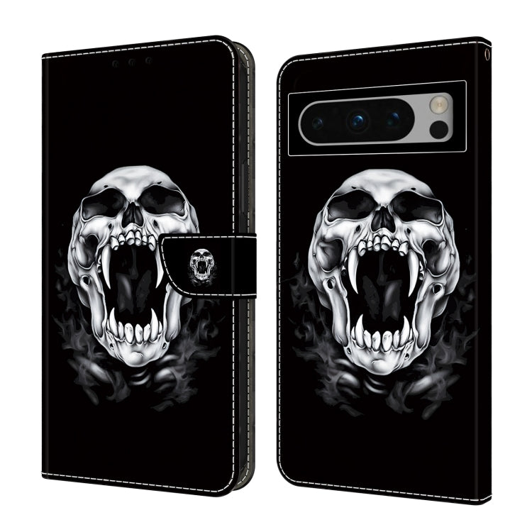 For Google Pixel 9 Crystal Painted Leather Phone case(Skull)