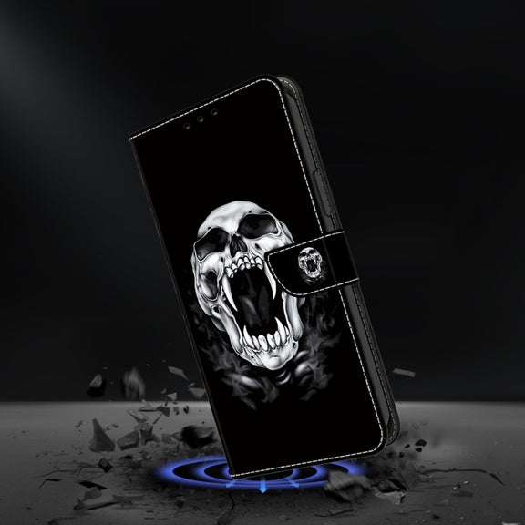 For Google Pixel 9 Crystal Painted Leather Phone case(Skull)