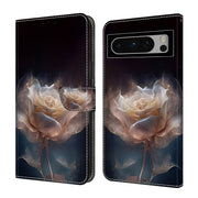 For Google Pixel 9 Crystal Painted Leather Phone case(Peony)