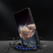 For Google Pixel 9 Crystal Painted Leather Phone case(Peony)