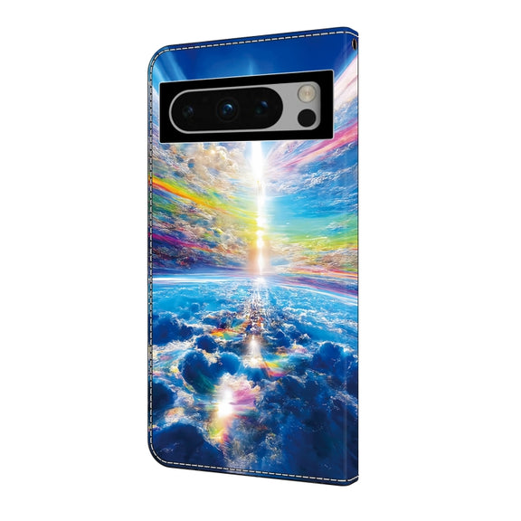 For Google Pixel 9 Crystal Painted Leather Phone case(Colorful Sky)