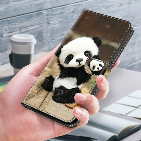 For Google Pixel 9 Crystal Painted Leather Phone case(Panda)