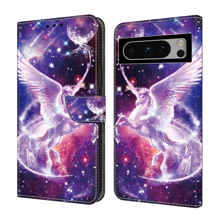 For Google Pixel 9 Pro Crystal Painted Leather Phone case(Unicorn)
