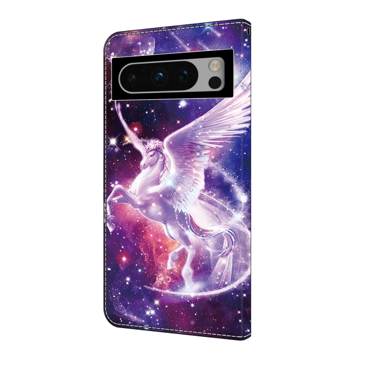 For Google Pixel 9 Pro Crystal Painted Leather Phone case(Unicorn)
