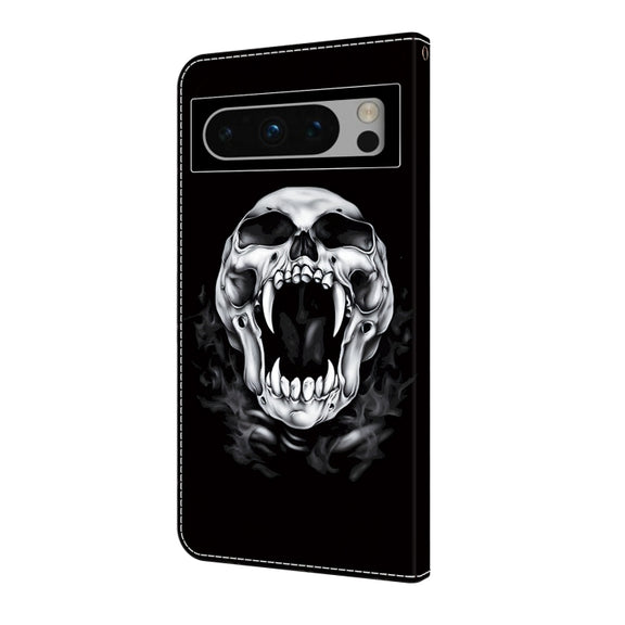 For Google Pixel 9 Pro Crystal Painted Leather Phone case(Skull)