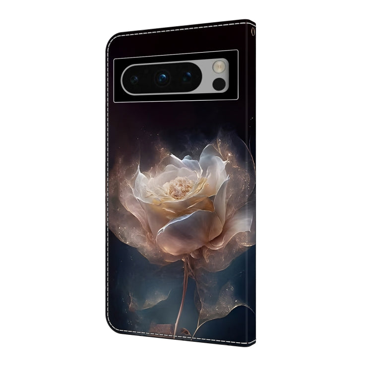 For Google Pixel 9 Pro Crystal Painted Leather Phone case(Peony)