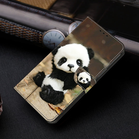 For Google Pixel 9 Pro Crystal Painted Leather Phone case(Panda)