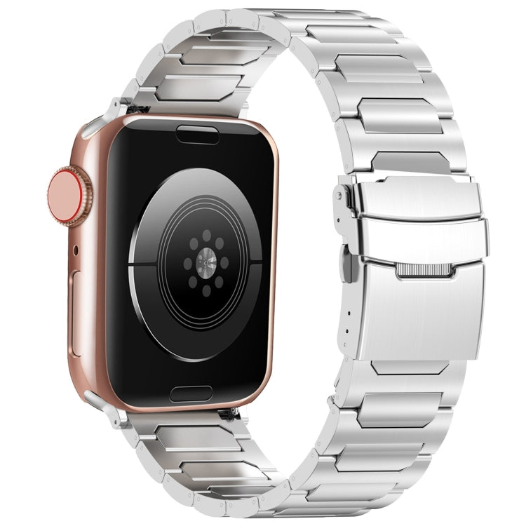 For Apple Watch SE 2023 44mm I-Shaped Titanium Metal Watch Band(Mirror Silver)
