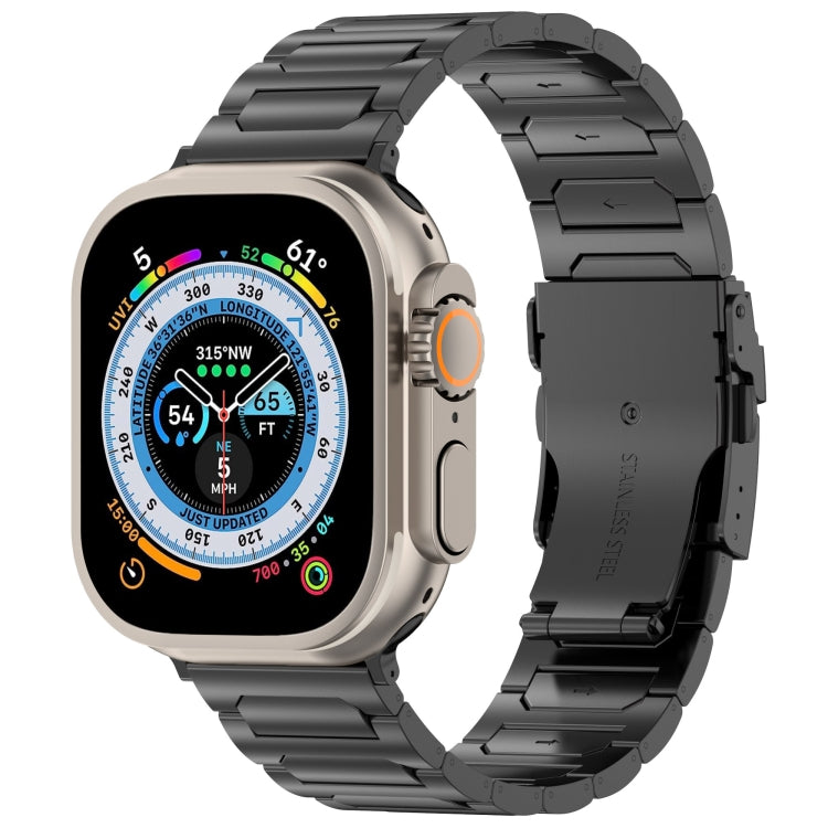 For Apple Watch Ultra 49mm I-Shaped Titanium Metal Watch Band(Black)