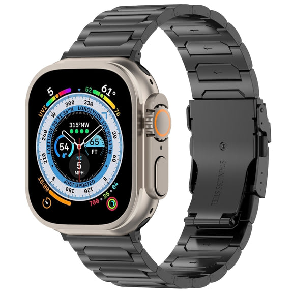 For Apple Watch Ultra 49mm I-Shaped Titanium Metal Watch Band(Black)