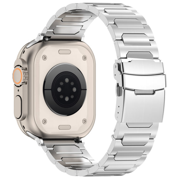 For Apple Watch Ultra 49mm I-Shaped Titanium Metal Watch Band(Mirror Silver)