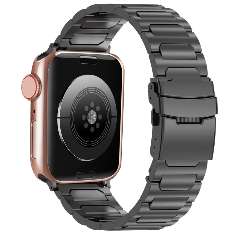 For Apple Watch 38mm I-Shaped Titanium Metal Watch Band(Black)