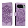 For Google Pixel 9 Sun Mandala Embossing Pattern Phone Leather Case(Purple) - Google Cases by PMC TechLife | Online Shopping South Africa | PMC TechLife | Buy Now Pay Later Mobicred