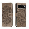 For Google Pixel 9 Pro Sun Mandala Embossing Pattern Phone Leather Case(Grey) - Google Cases by PMC TechLife | Online Shopping South Africa | PMC TechLife | Buy Now Pay Later Mobicred