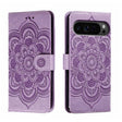 For Google Pixel 9 Pro Sun Mandala Embossing Pattern Phone Leather Case(Purple) - Google Cases by PMC TechLife | Online Shopping South Africa | PMC TechLife | Buy Now Pay Later Mobicred