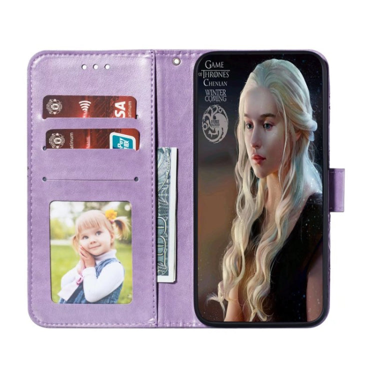 For Google Pixel 9 Pro Sun Mandala Embossing Pattern Phone Leather Case(Purple)