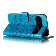 For Google Pixel 9 Pro Sun Mandala Embossing Pattern Phone Leather Case(Blue)