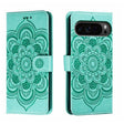 For Google Pixel 9 Pro Sun Mandala Embossing Pattern Phone Leather Case(Green) - Google Cases by PMC TechLife | Online Shopping South Africa | PMC TechLife | Buy Now Pay Later Mobicred