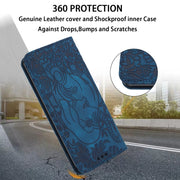 For iPhone 16 Plus Retro Elephant Embossed Leather Phone Case(Blue)