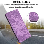 For iPhone 16 Retro Elephant Embossed Leather Phone Case(Purple)