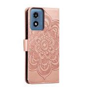 For Motorola Moto G Play 2024 Sun Mandala Embossing Pattern Phone Leather Case(Rose Gold)