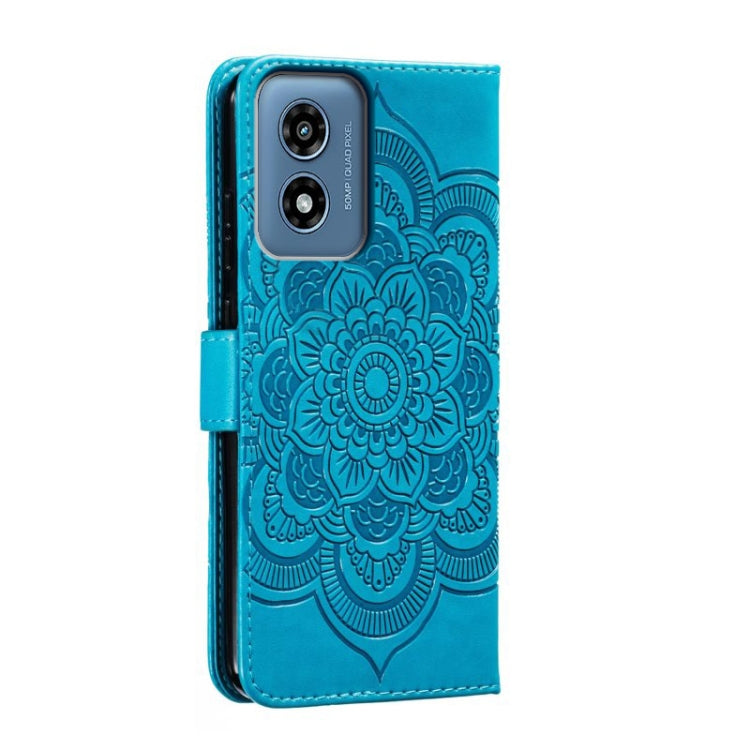 For Motorola Moto G Play 2024 Sun Mandala Embossing Pattern Phone Leather Case(Blue)