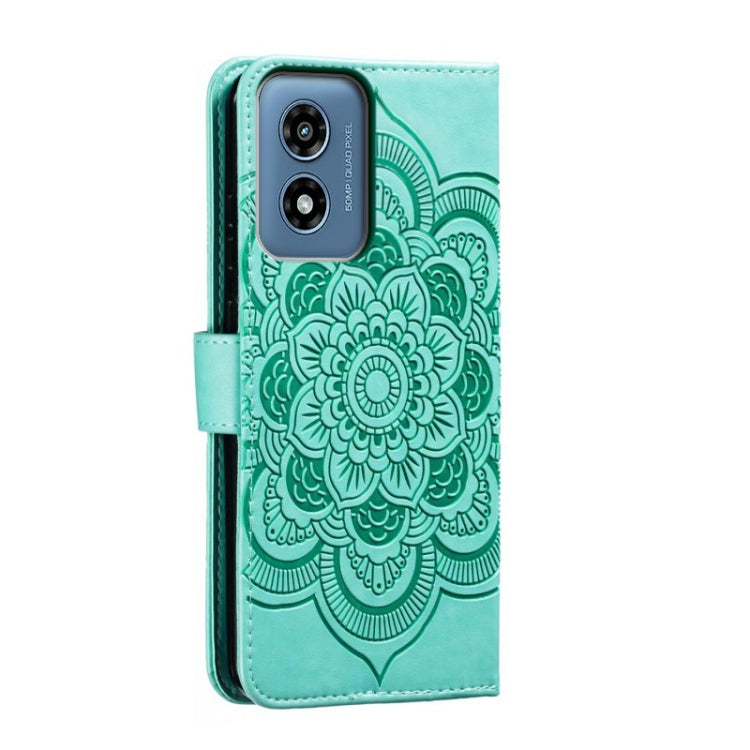 For Motorola Moto G Play 2024 Sun Mandala Embossing Pattern Phone Leather Case(Green)