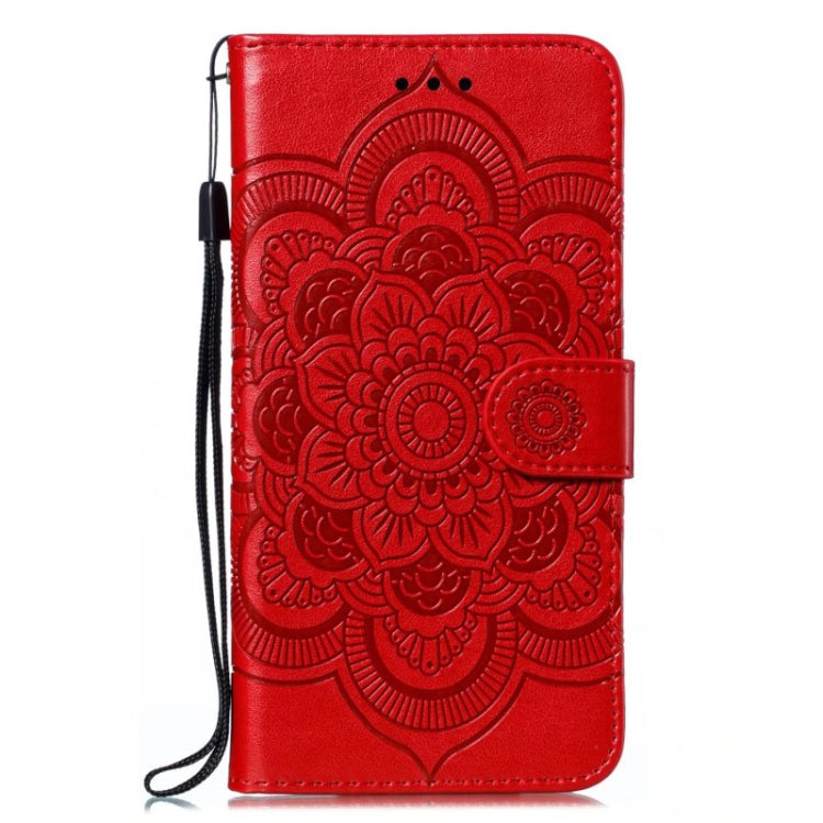 For Motorola Moto G Power 5G 2024 Sun Mandala Embossing Pattern Phone Leather Case(Red)